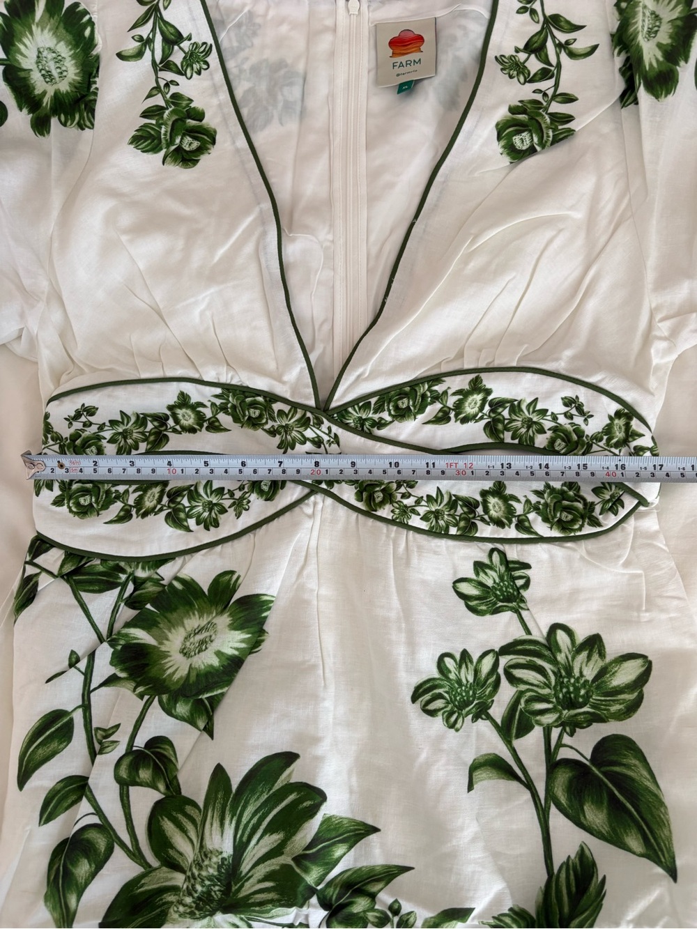NWOT Farm Rio Off-White Green Floral Cascade Midi Dress XL - Picture 14 of 16